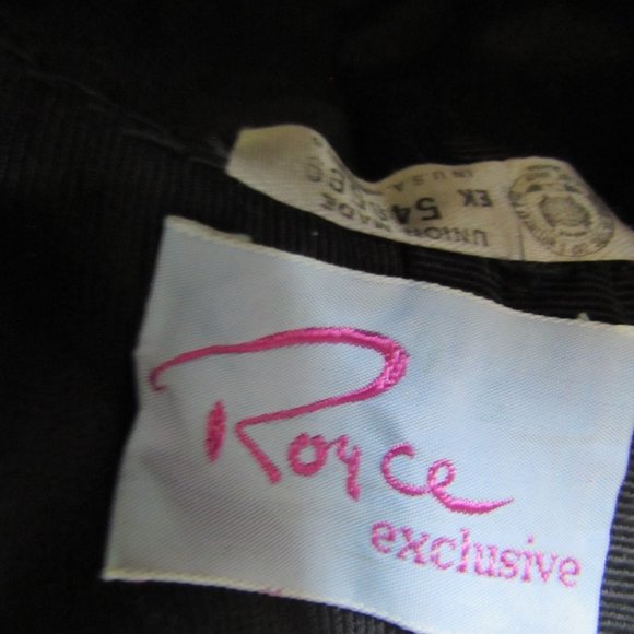 SALE Vintage 1960 Era bucket Style Hat Black Velvet Brown Satin by Royce main image 5